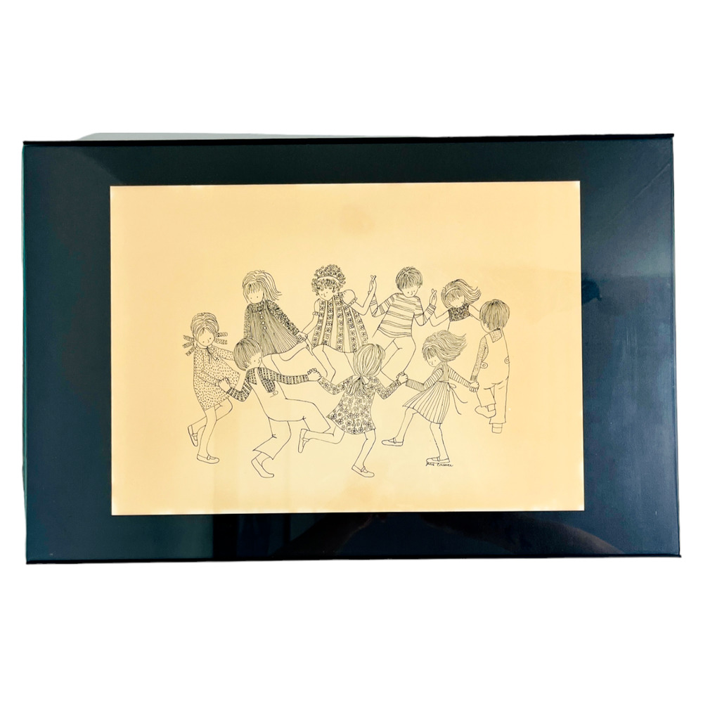 Julie Corsover Children's Art Print "Ring Around a Rosy" Vintage Framed 13 x 19